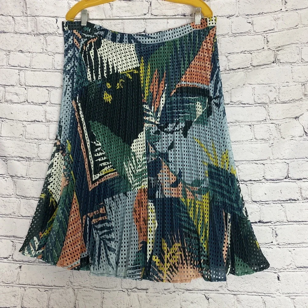 Gabrielle Union XL Floral Pleated Lined Skirt‎ Tropical Beach Vacation